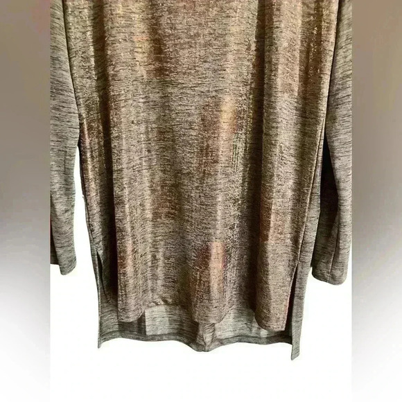 Soft Surroundings High Low Tan Royale Long Sleeve Tee Metallic Tunic - Picture 4 of 8